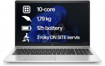 HP ProBook 450 G9/ i5-1235U/ 8GB DDR4/ 512GB SSD/ Intel Iris® Xe/ 15,6" FHD matný/ W11P/ stříbrný