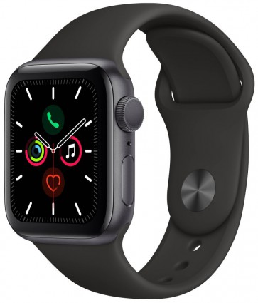 Apple Watch Series 5 GPS, 40mm Space Grey Aluminium Case with Black Sport Band mwv82hc/a