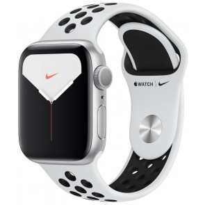 Apple Watch Nike Series 5 GPS, 40mm Silver Aluminium Case with Pure Platinum/Black Nike Sport Band mx3r2hc/a
