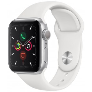 Apple Watch Series 5 GPS, 40mm Silver Aluminium Case with White Sport Band mwv62hc/a