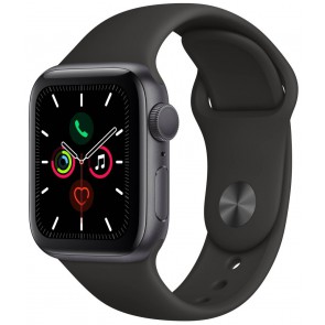 Apple Watch Series 5 GPS, 40mm Space Grey Aluminium Case with Black Sport Band mwv82hc/a