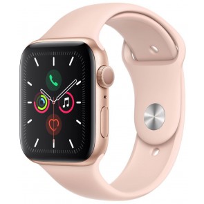 Apple Watch Series 5 GPS, 44mm Gold Aluminium Case with Pink Sand Sport Band mwve2hc/a